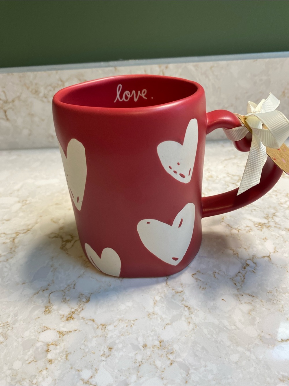 Red Heart Ceramic Mug with 'love' Accent -